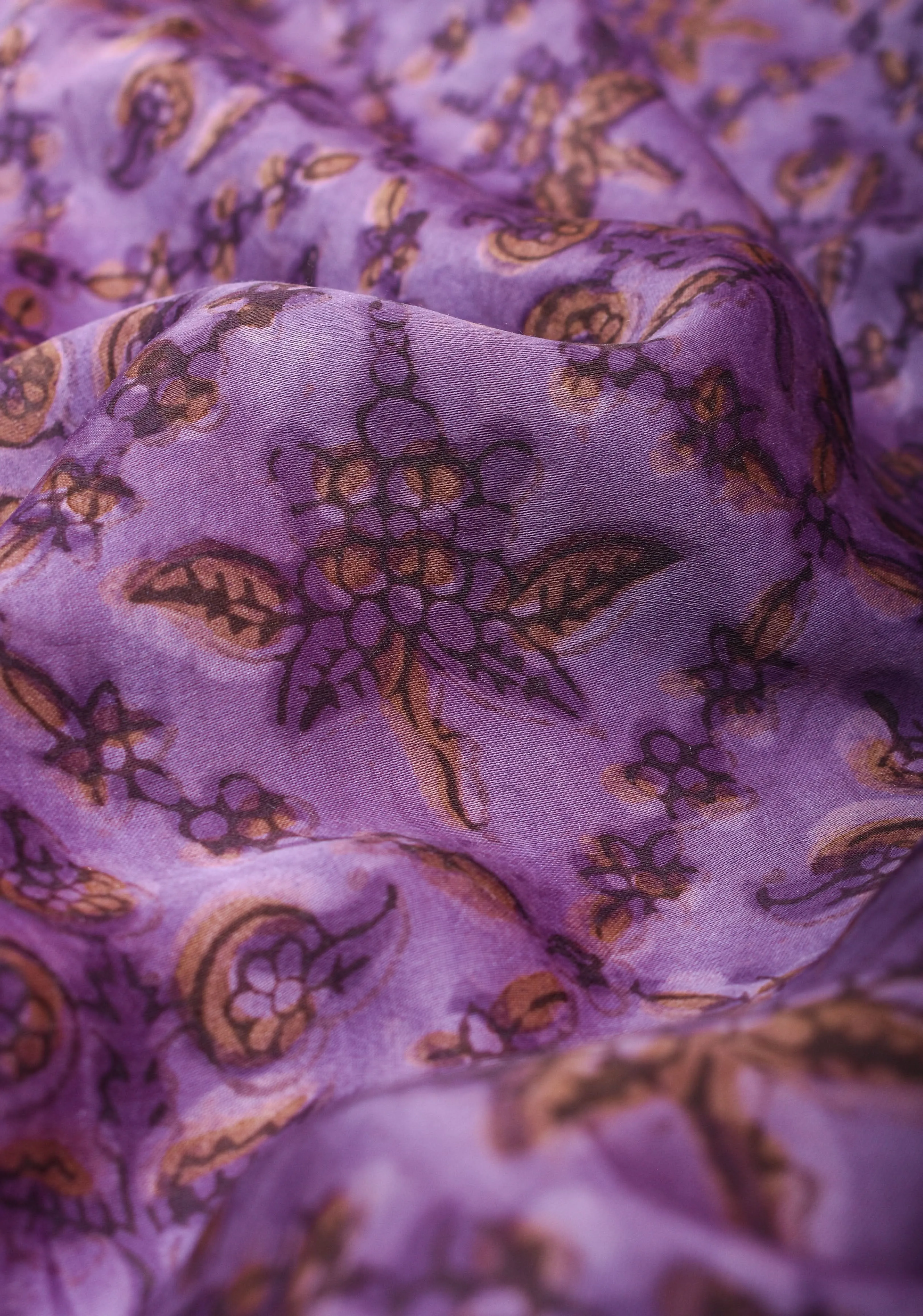 Dark Lilac Modal Silk Saree with Vanaspati Hand Block Print Cutdana & Sequins Work