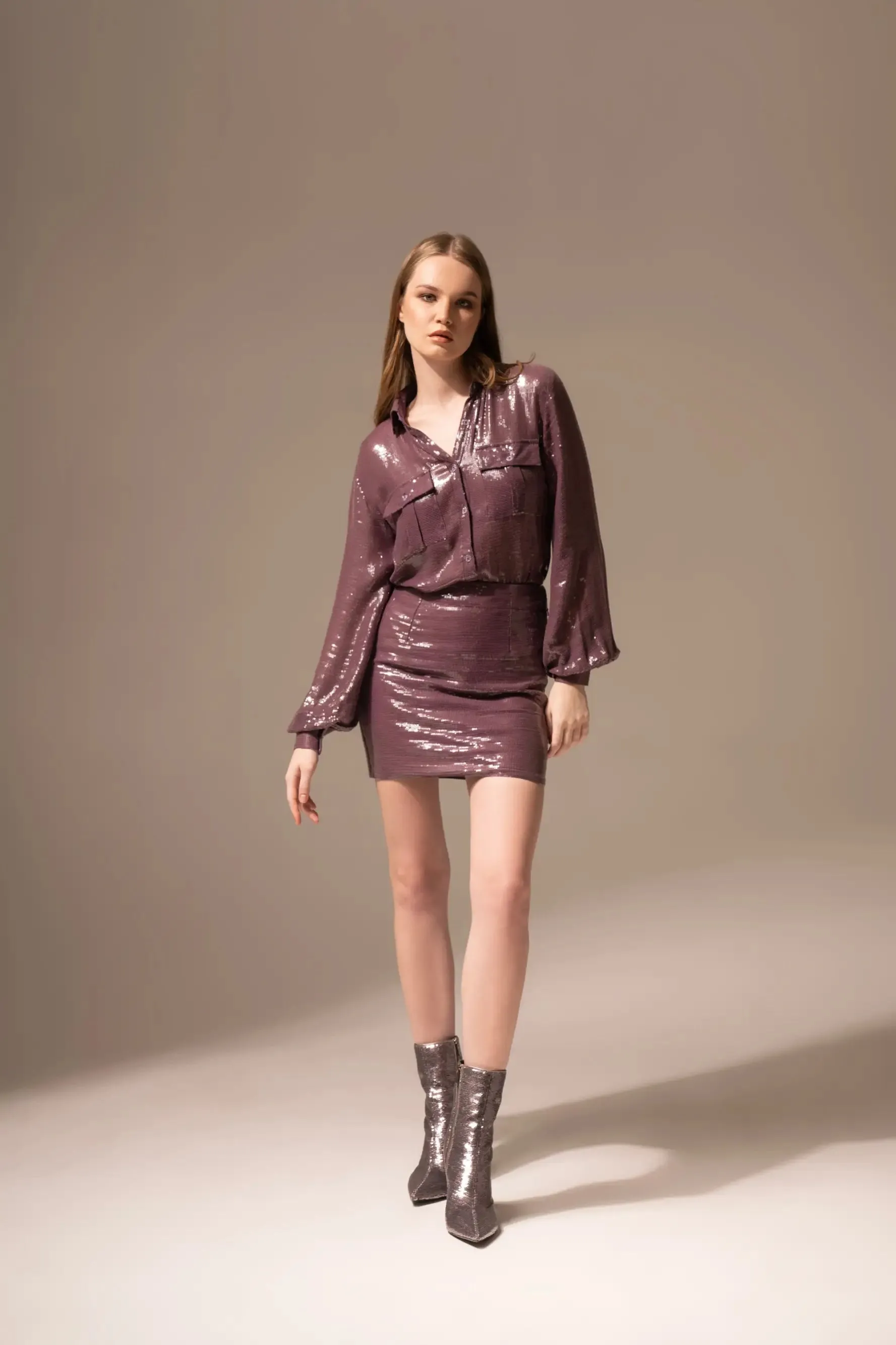 Deep Purple Sequins Skirt