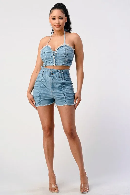 DENIM 2PC SHORT SET