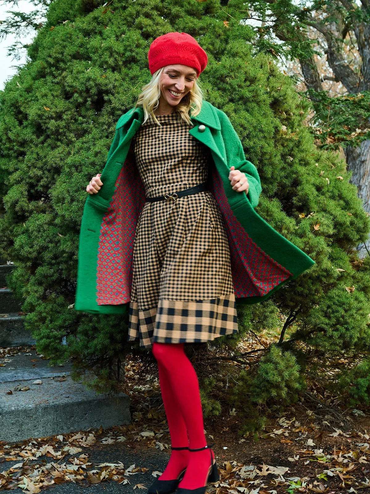 Devonshire Dress - Black and Tan Small Gingham