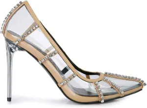 Diamante Clear Stiletto Heel Pumps
