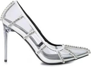 Diamante Clear Stiletto Heel Pumps