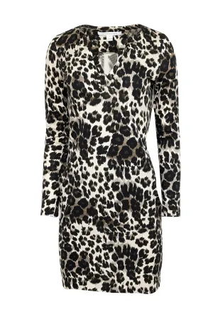 Diane von Furstenberg - Ivory, Brown, & Black Leopard Print Dress Sz 4