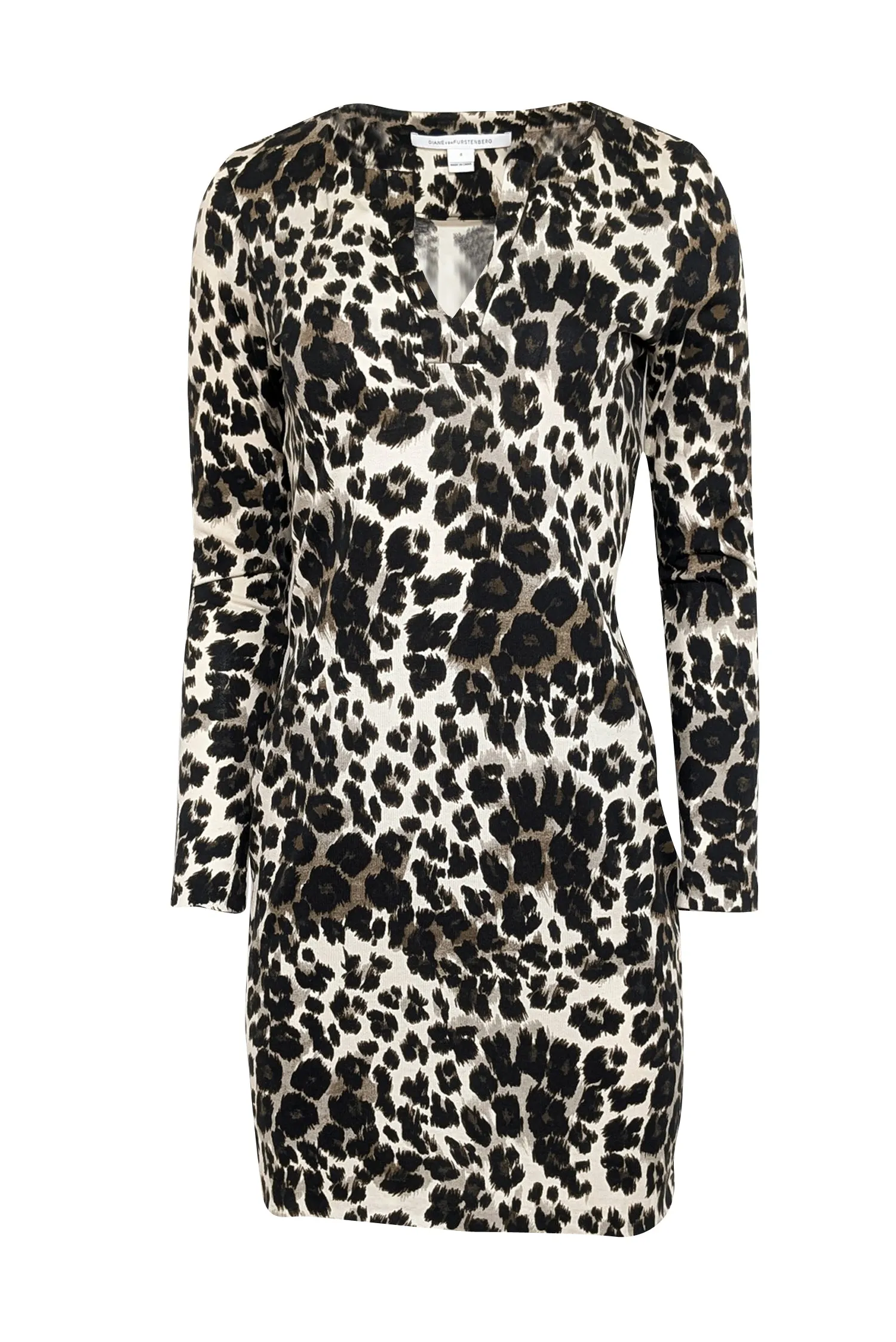 Diane von Furstenberg - Ivory, Brown, & Black Leopard Print Dress Sz 4