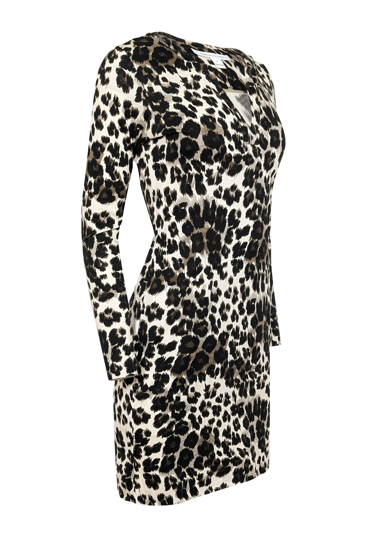 Diane von Furstenberg - Ivory, Brown, & Black Leopard Print Dress Sz 4