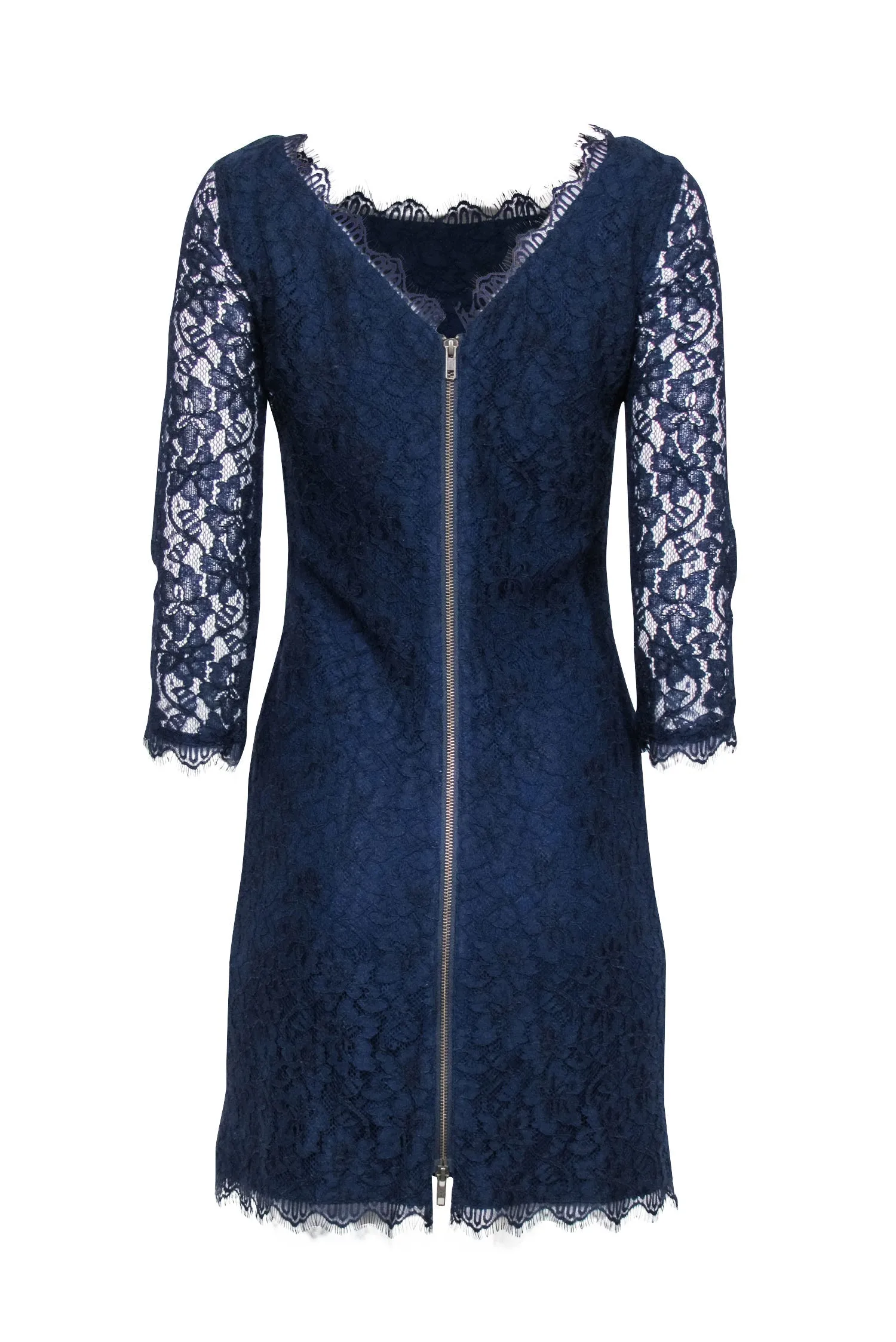 Diane von Furstenberg - Navy Lace Overlay Cocktail "Zarita" Dress Sz 8