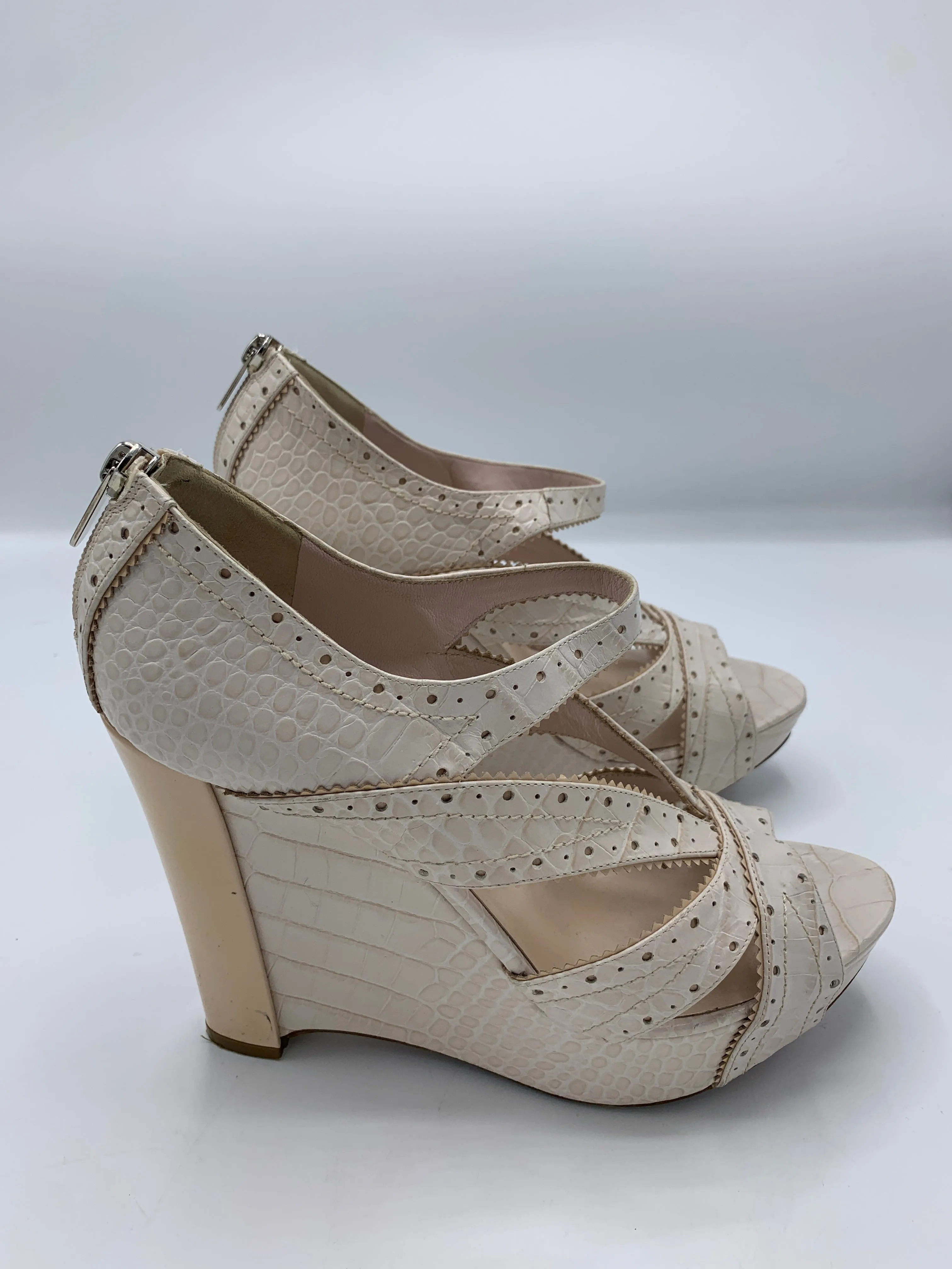 Dior Bonnie Platforms in Croco finish in Beige/Rose