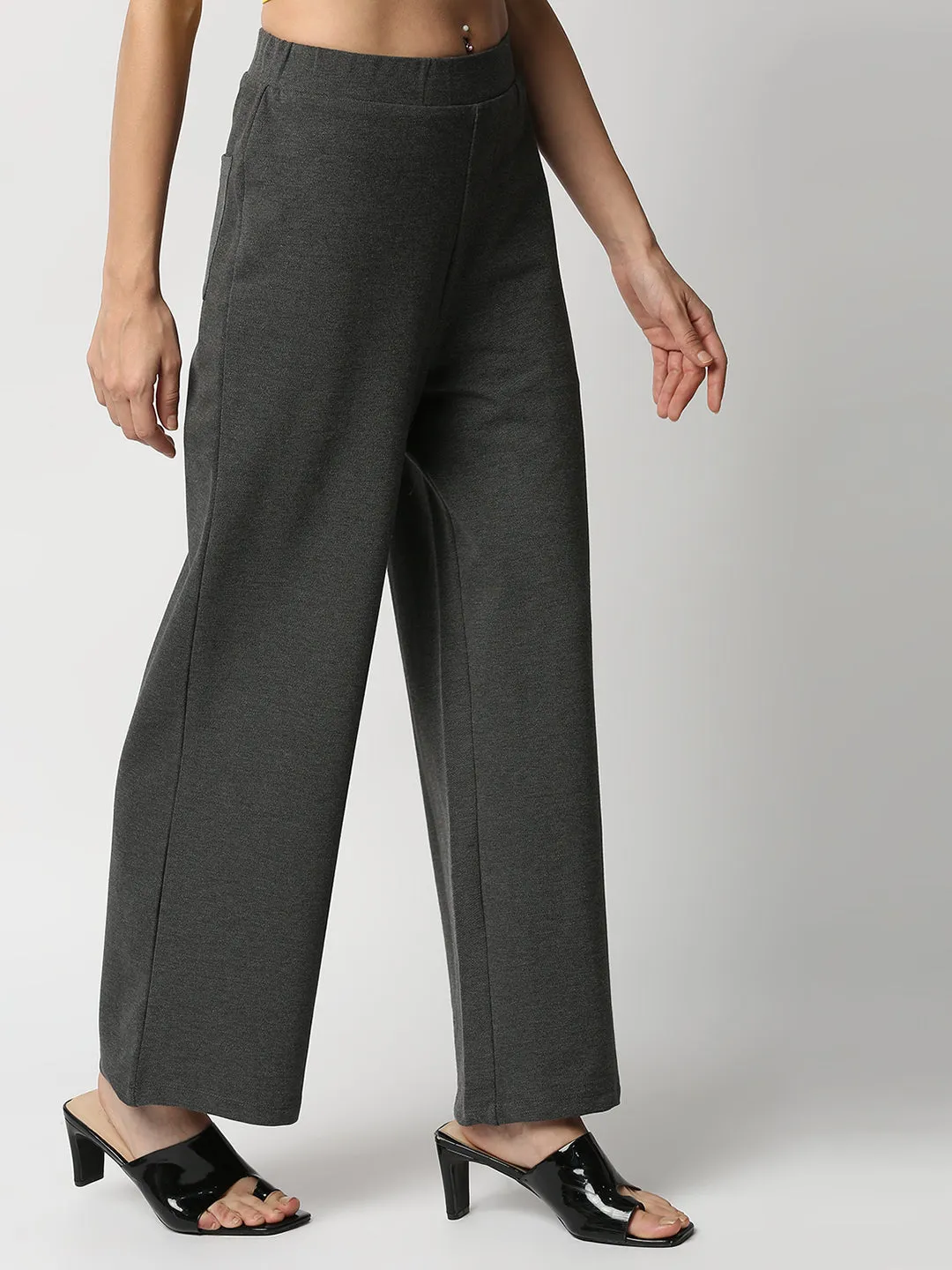 Disrupt Womens High Rise Wide Leg Grey Pants