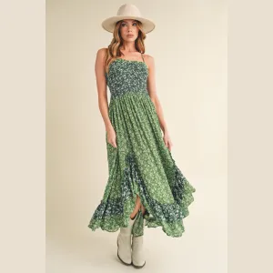 Ditsy Floral Ruffled Hem Maxi Cami Dress