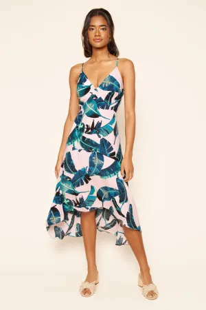 Dolce Tropical Print High Low Midi Dress
