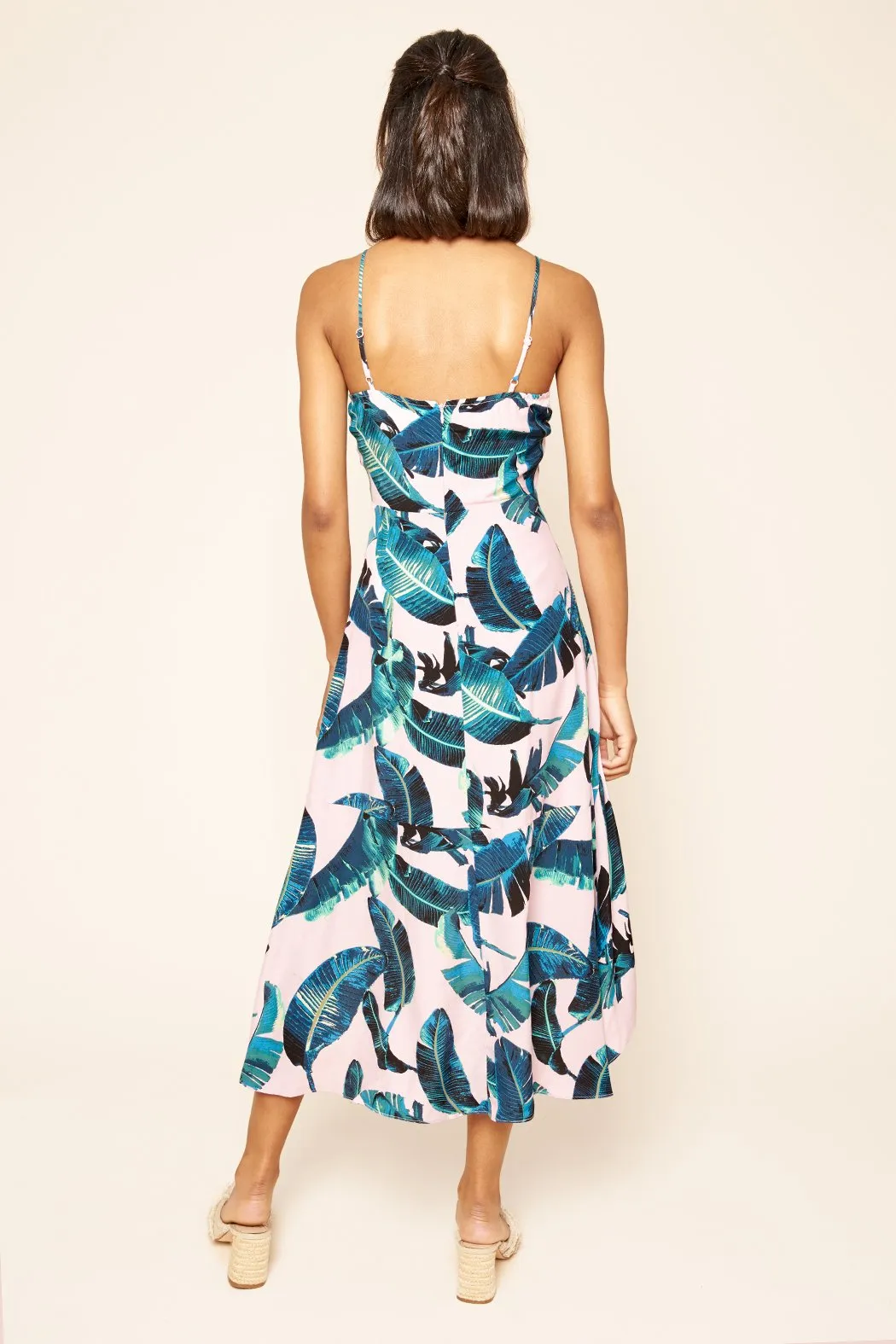 Dolce Tropical Print High Low Midi Dress