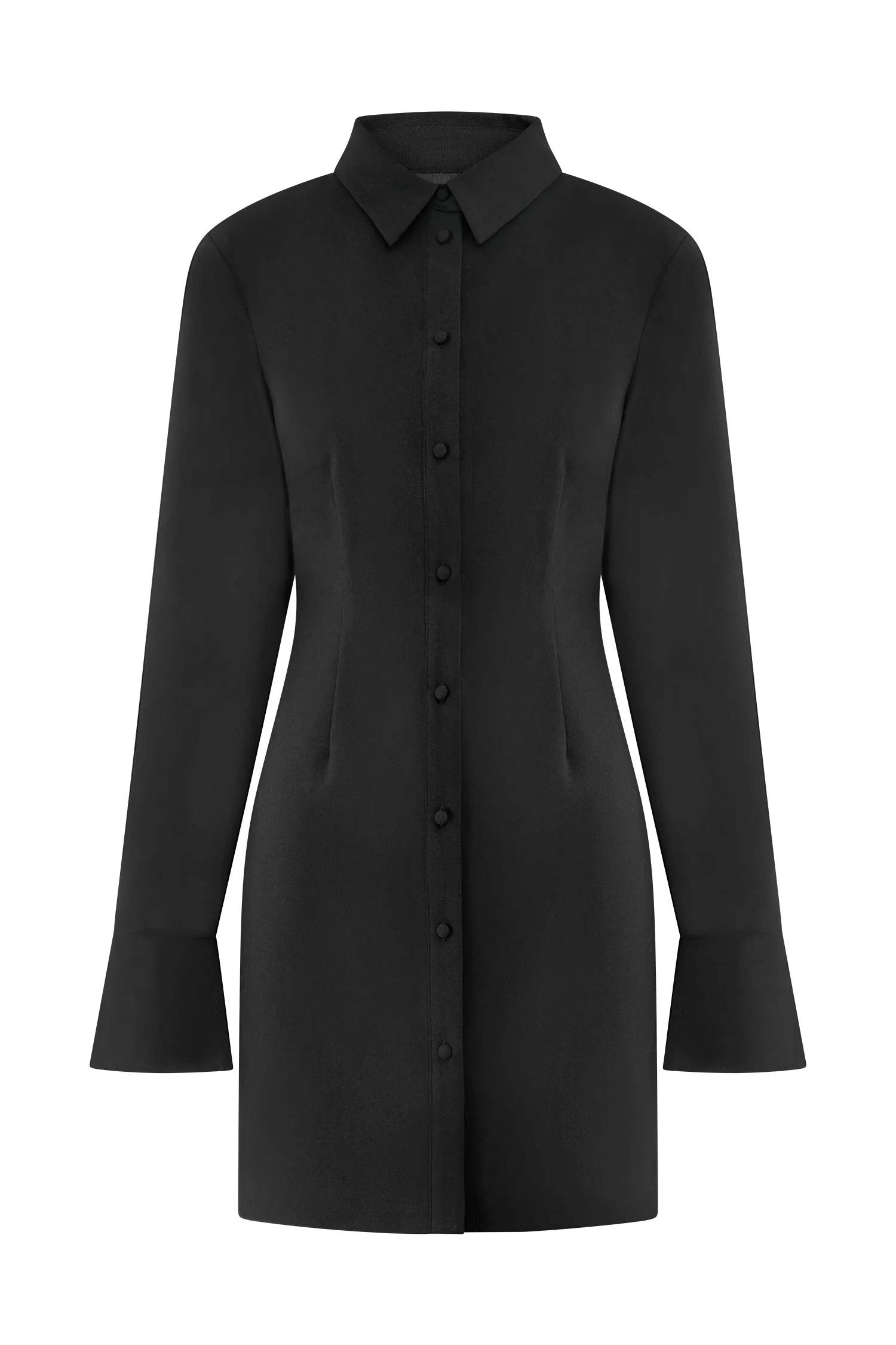 Dorian Fitted Shirt Mini Dress - Black