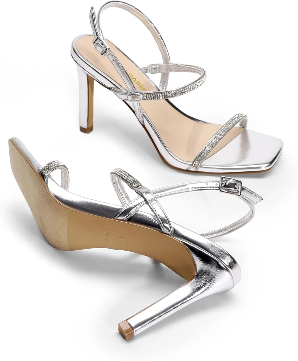 DREAM PAIRS Womens Slingback Heels High Stilettos Open Square Toe Ankle Strap Pumps Sexy Comfort Strappy Dress Shoes Wedding Bridal Heeled Sandals