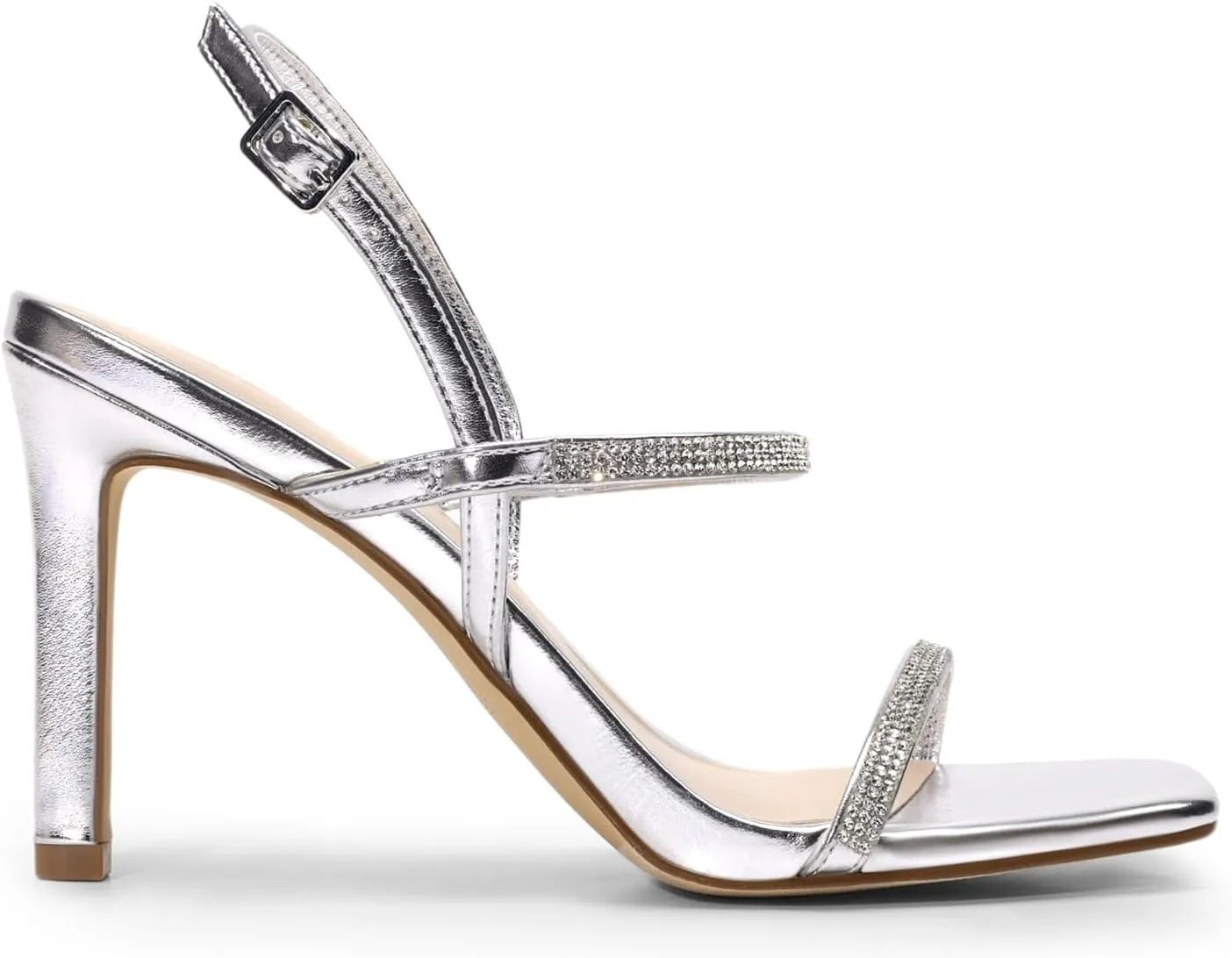 DREAM PAIRS Womens Slingback Heels High Stilettos Open Square Toe Ankle Strap Pumps Sexy Comfort Strappy Dress Shoes Wedding Bridal Heeled Sandals
