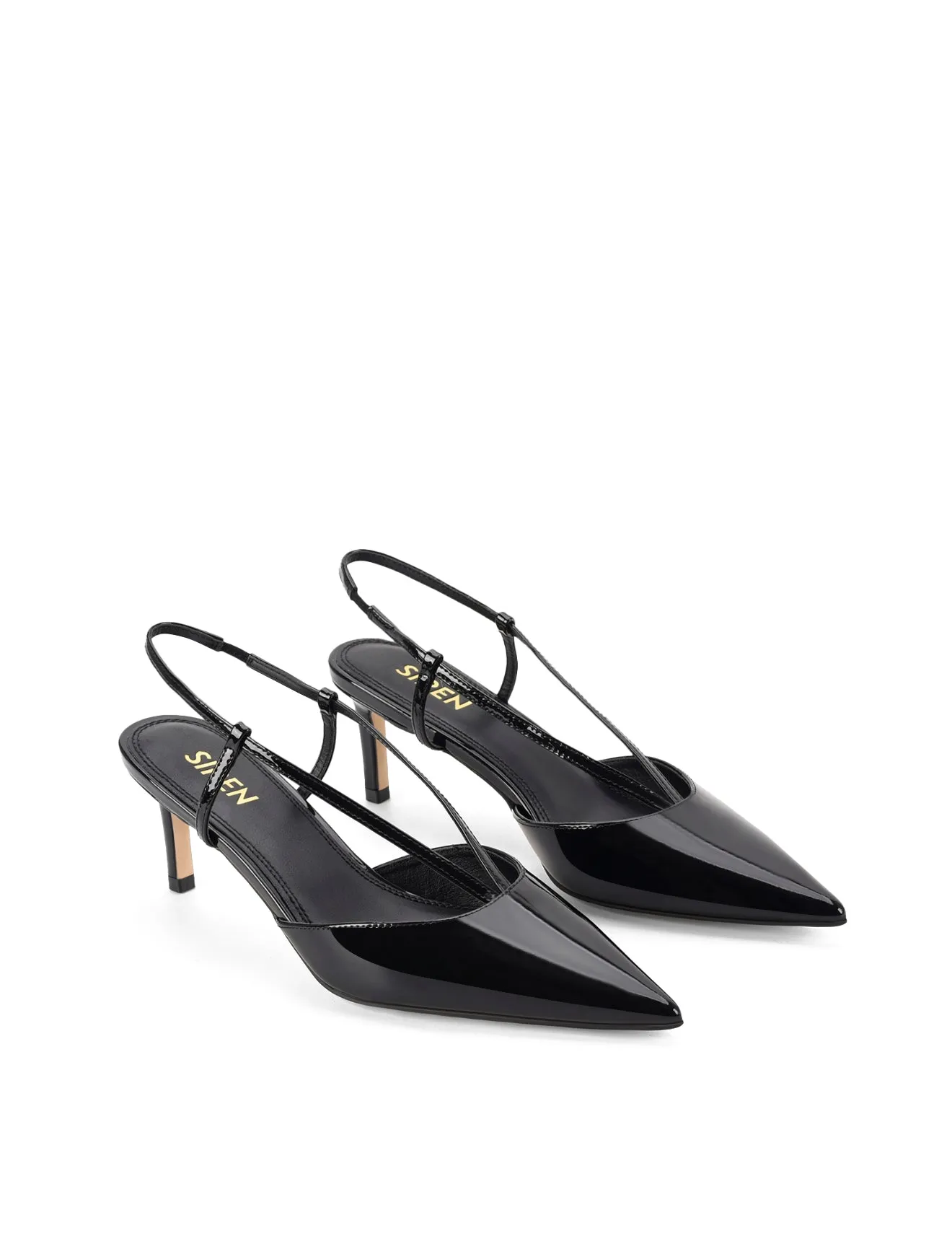 Dreamer Slingback Kitten Heels - Black Patent Leather