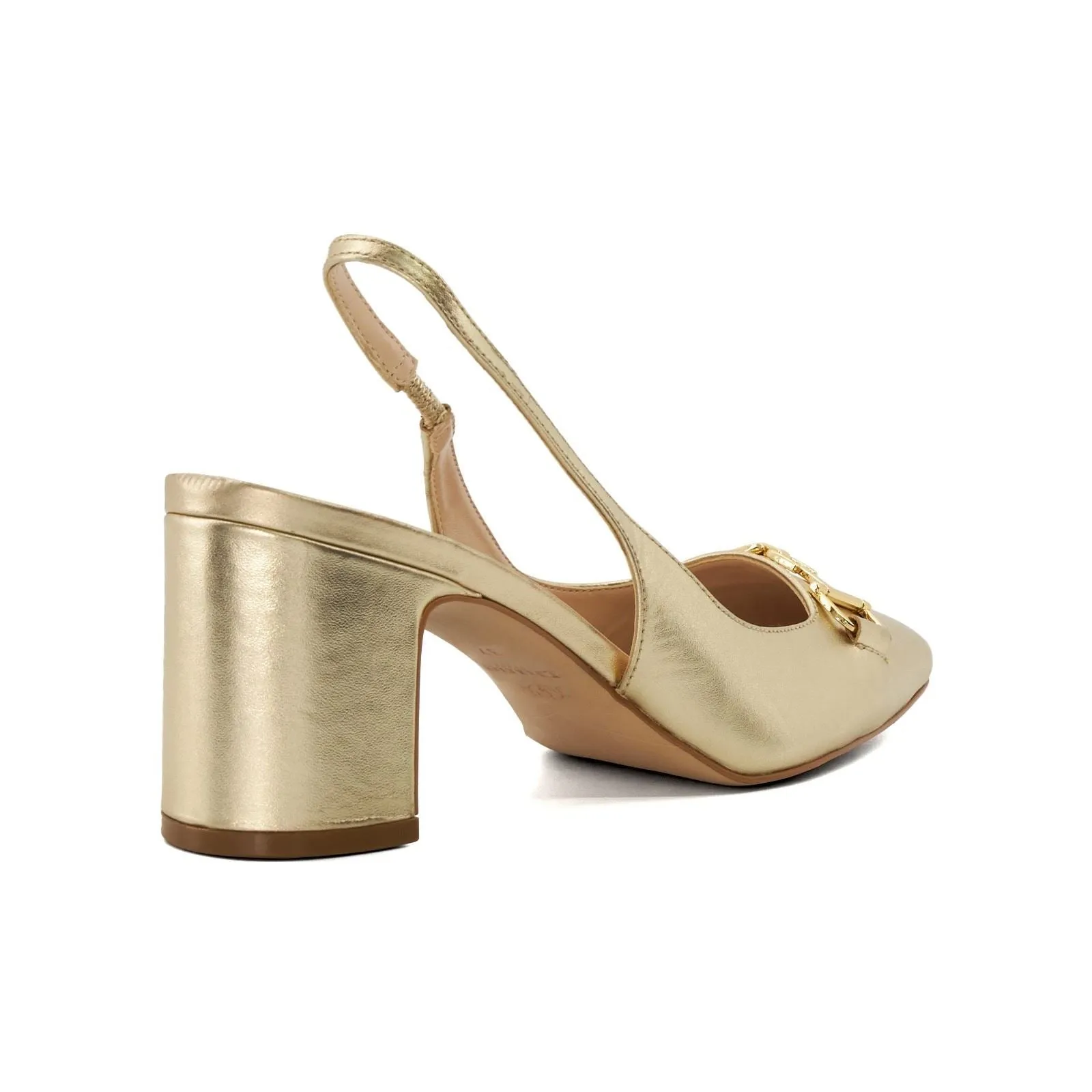 Dune Detailed Leather Women's Gold Heels