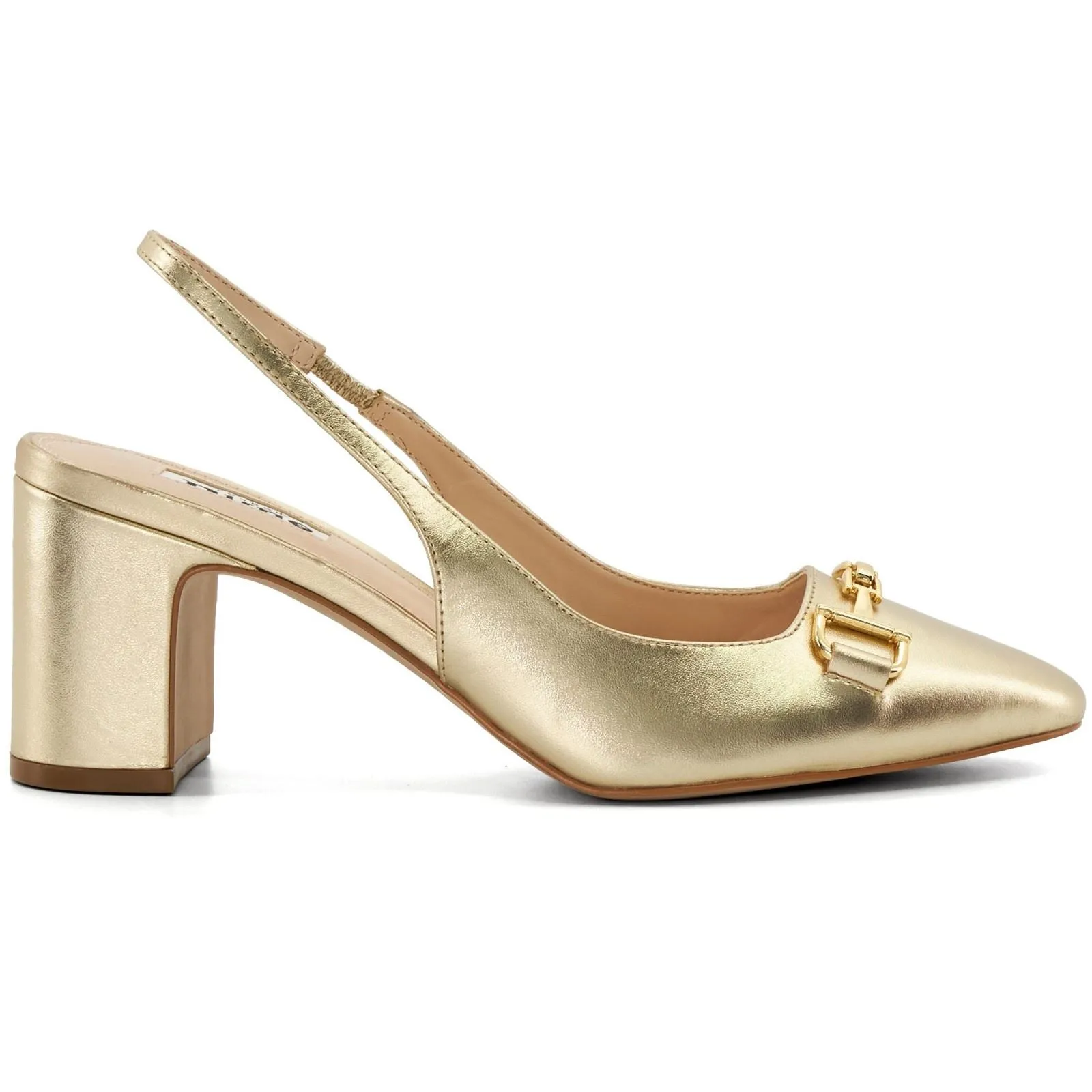 Dune Detailed Leather Women's Gold Heels
