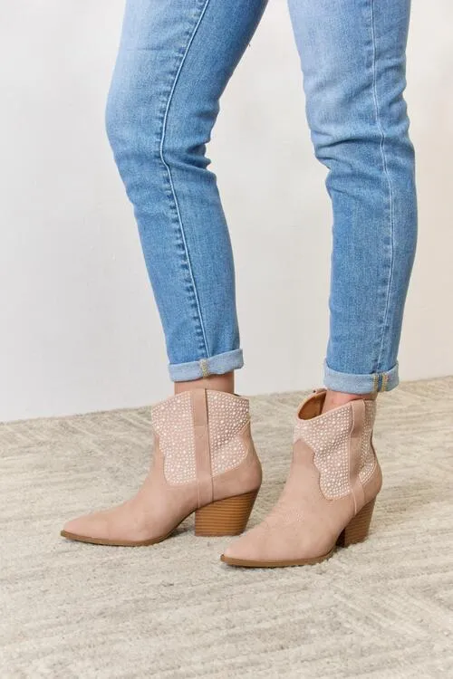 East Lion Corp Rhinestone Ankle Cowgirl Boots