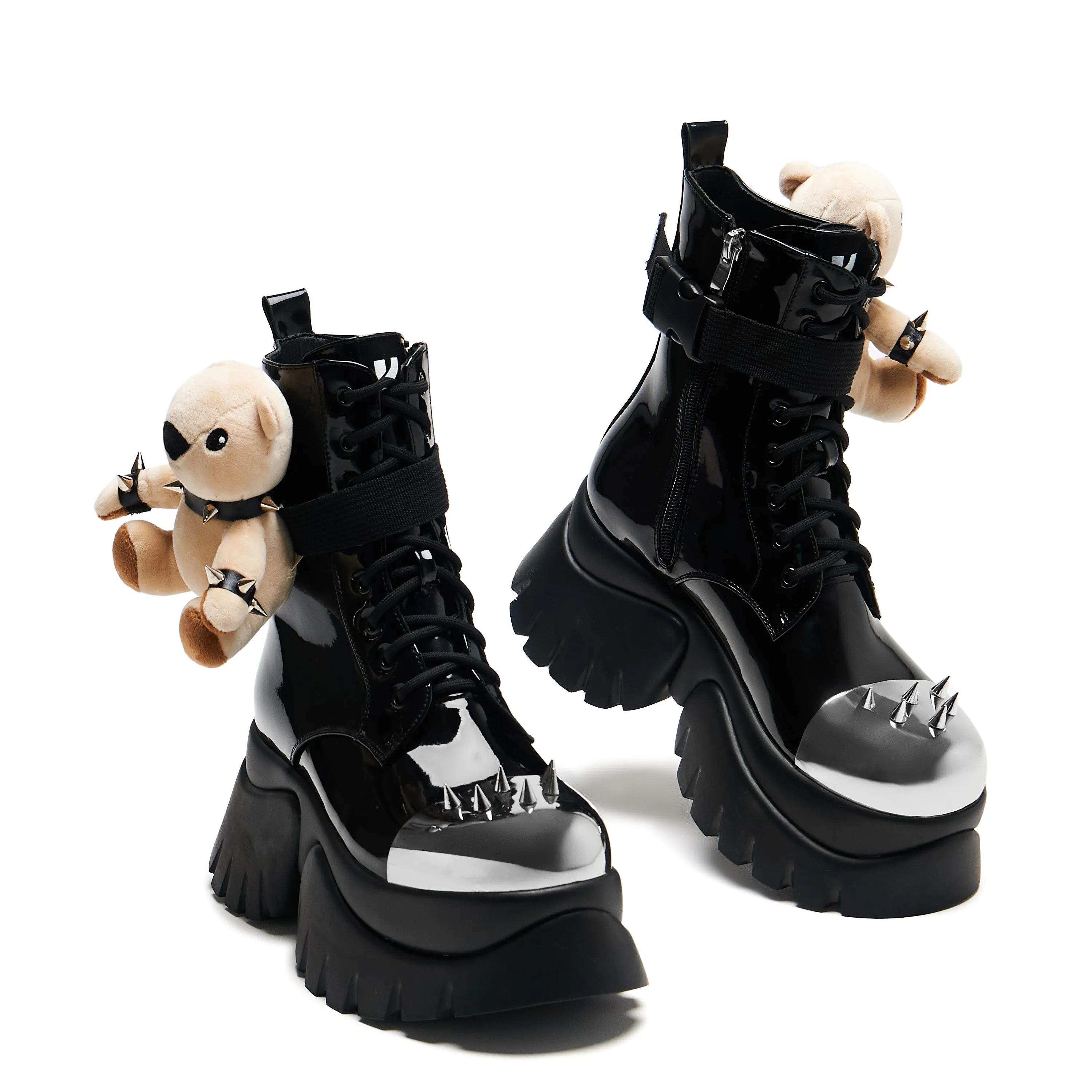 Eddie’s Teddy Platform Spiked Boots - Black