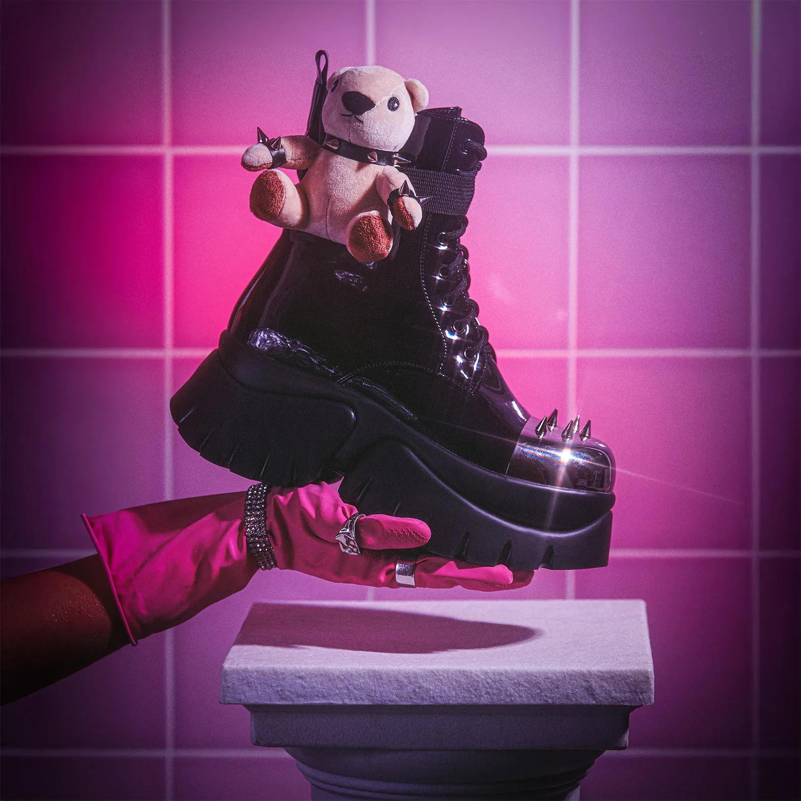 Eddie’s Teddy Platform Spiked Boots - Black