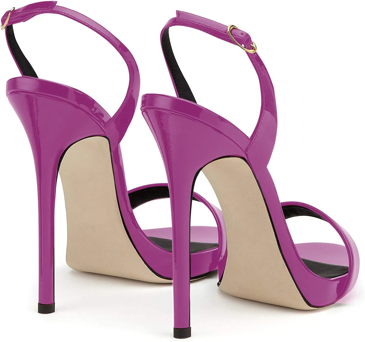 Eldof Womens Open Toe Sandals 12CM Ankle Buckle High Heels Wedding Party Heels