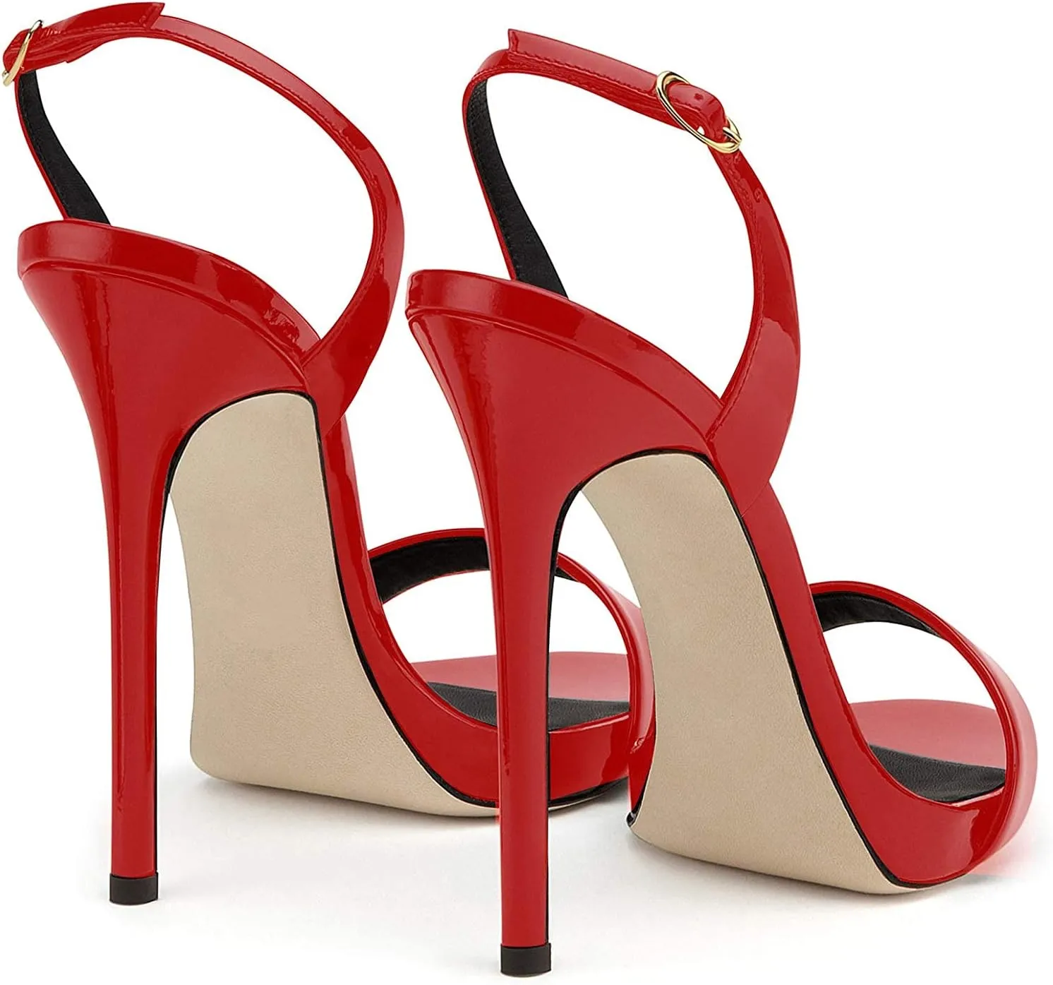 Eldof Womens Open Toe Sandals 12CM Ankle Buckle High Heels Wedding Party Heels