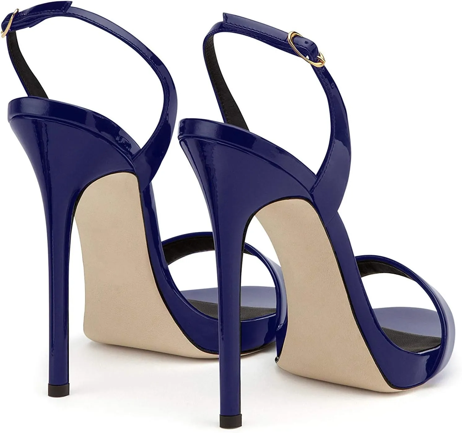 Eldof Womens Open Toe Sandals 12CM Ankle Buckle High Heels Wedding Party Heels