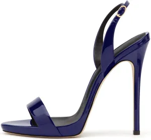Eldof Womens Open Toe Sandals 12CM Ankle Buckle High Heels Wedding Party Heels