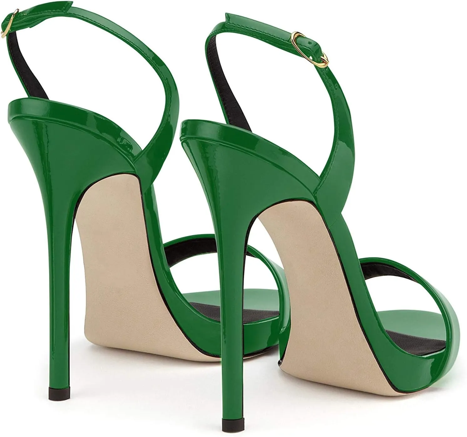 Eldof Womens Open Toe Sandals 12CM Ankle Buckle High Heels Wedding Party Heels