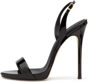 Eldof Womens Open Toe Sandals 12CM Ankle Buckle High Heels Wedding Party Heels