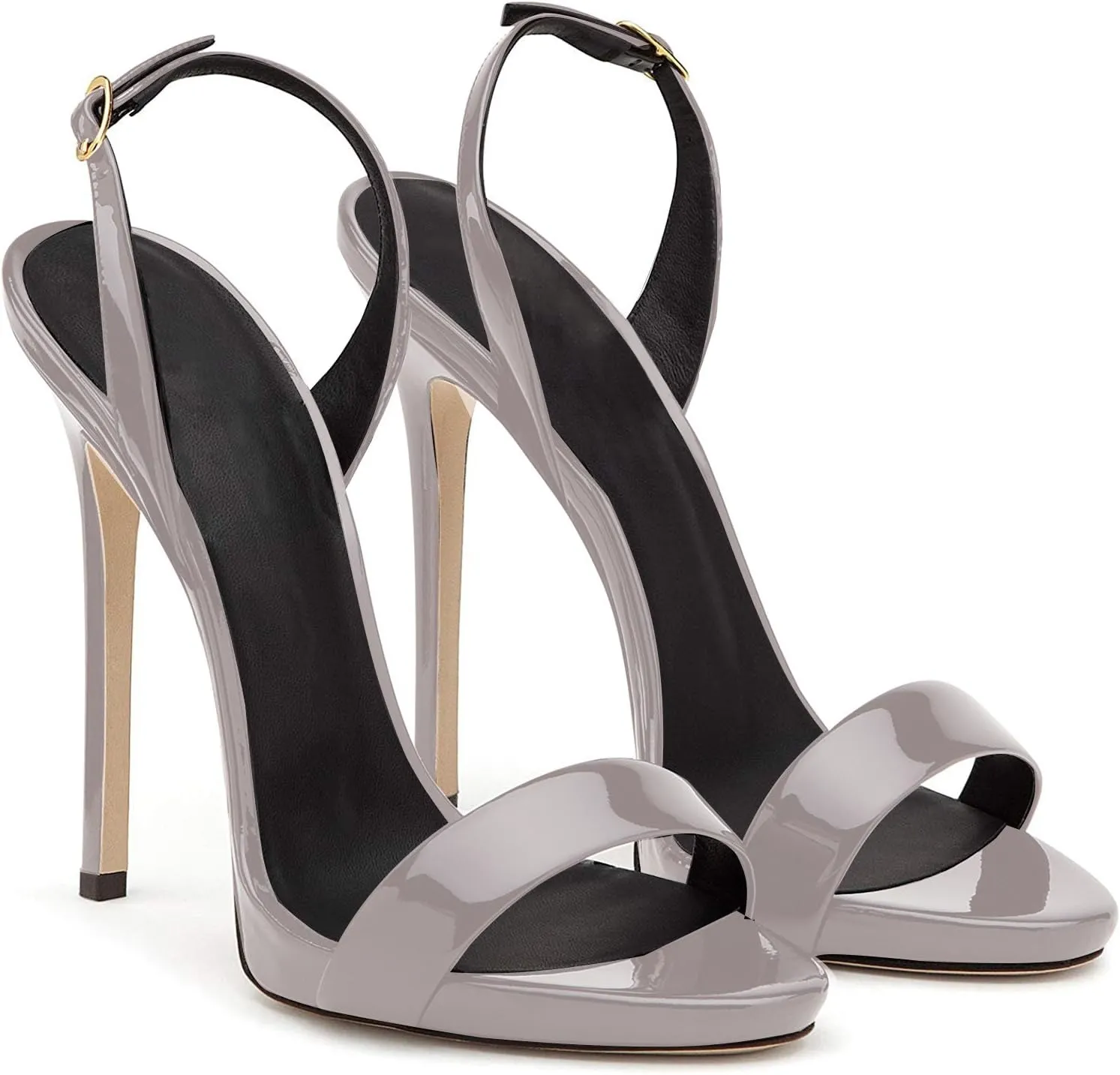 Eldof Womens Open Toe Sandals 12CM Ankle Buckle High Heels Wedding Party Heels