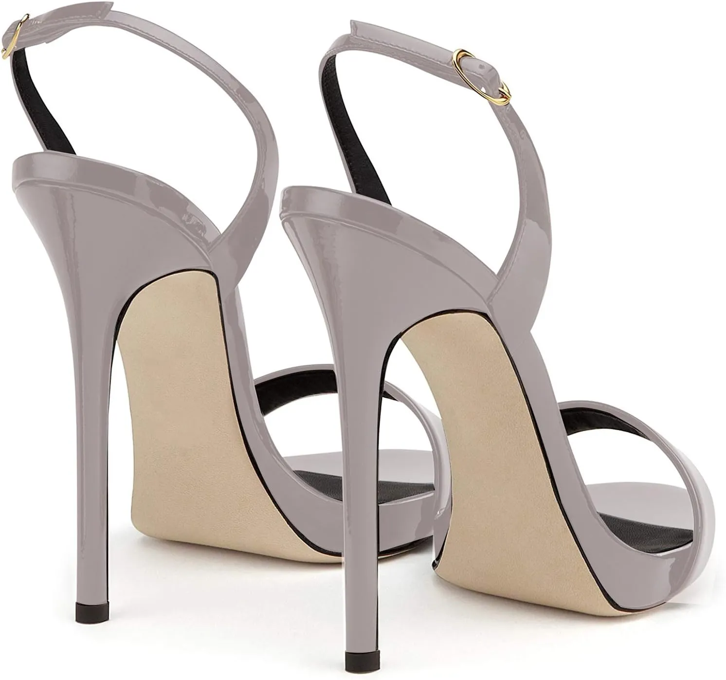 Eldof Womens Open Toe Sandals 12CM Ankle Buckle High Heels Wedding Party Heels