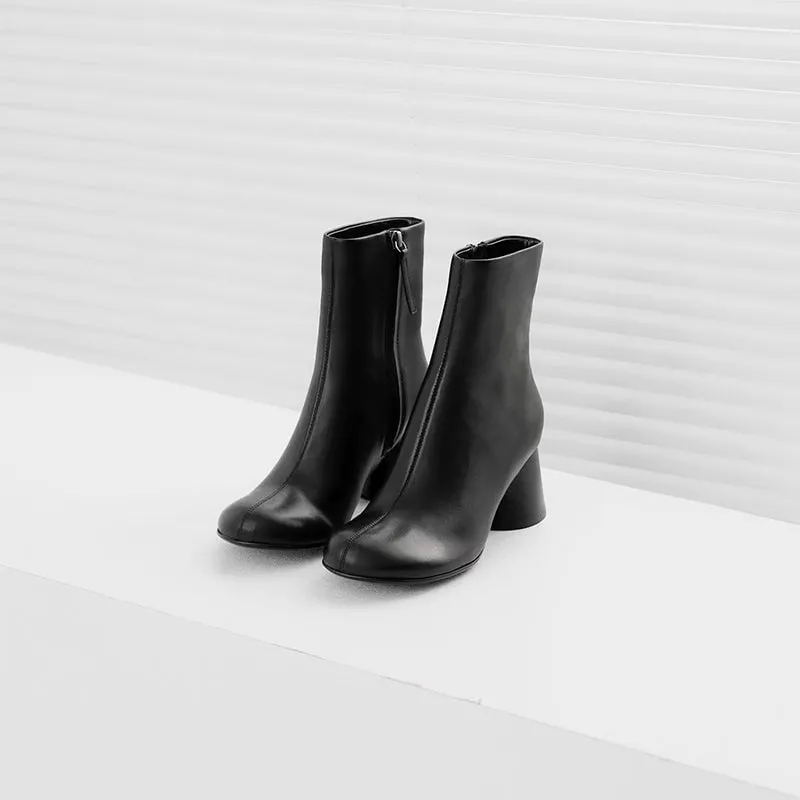 Elegant Ankle Boots with 100% Sheepskin Lining High Heel Side Zipper Slimming Boots