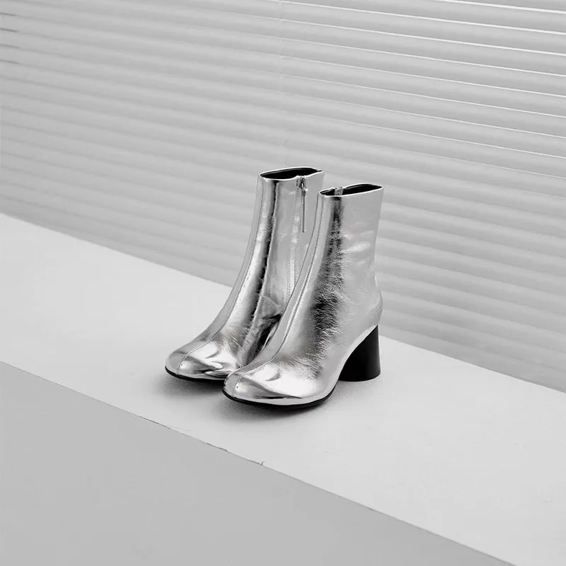 Elegant Ankle Boots with 100% Sheepskin Lining High Heel Side Zipper Slimming Boots