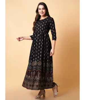 Elegant Printed Fit & Flare Midi Dress