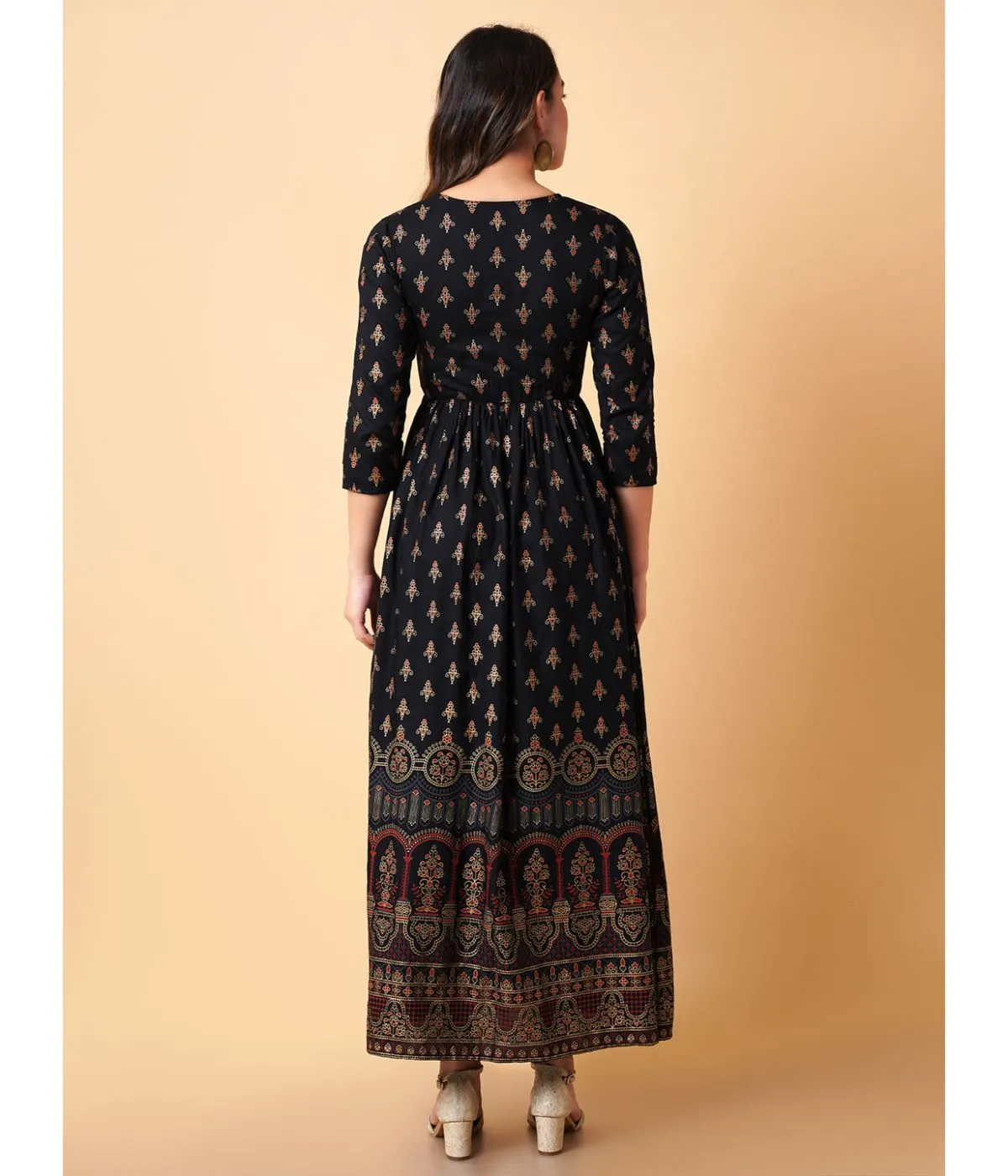 Elegant Printed Fit & Flare Midi Dress