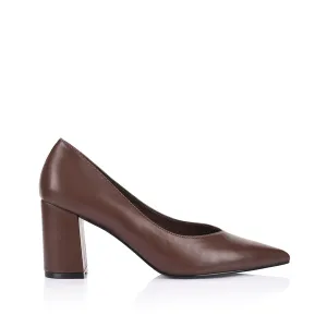 Elliot Block Heel Pumps - Chocolate Brown