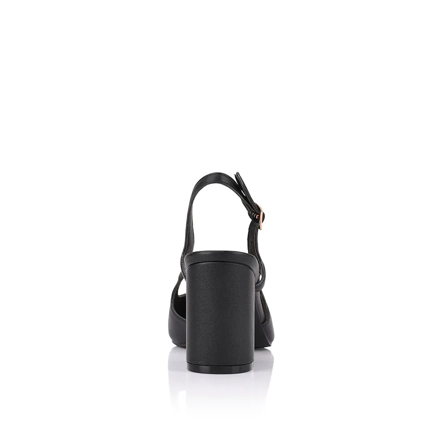 Elton Slingback Block Heels - Black