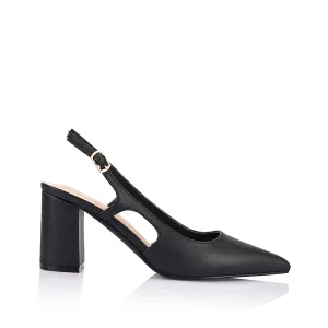 Elton Slingback Block Heels - Black
