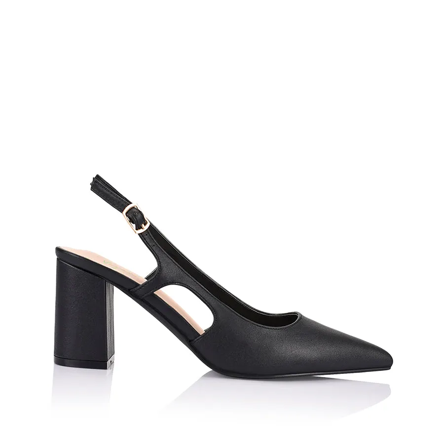 Elton Slingback Block Heels - Black