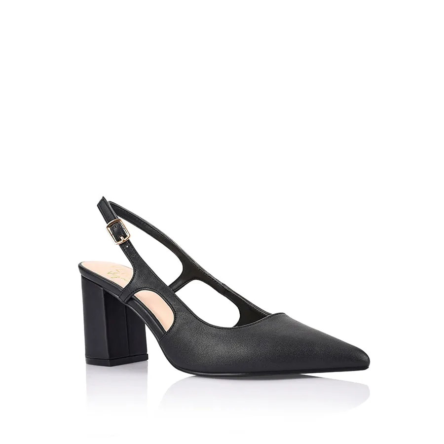 Elton Slingback Block Heels - Black