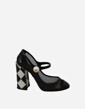 Embellished Harlequin Mary Janes Sandals