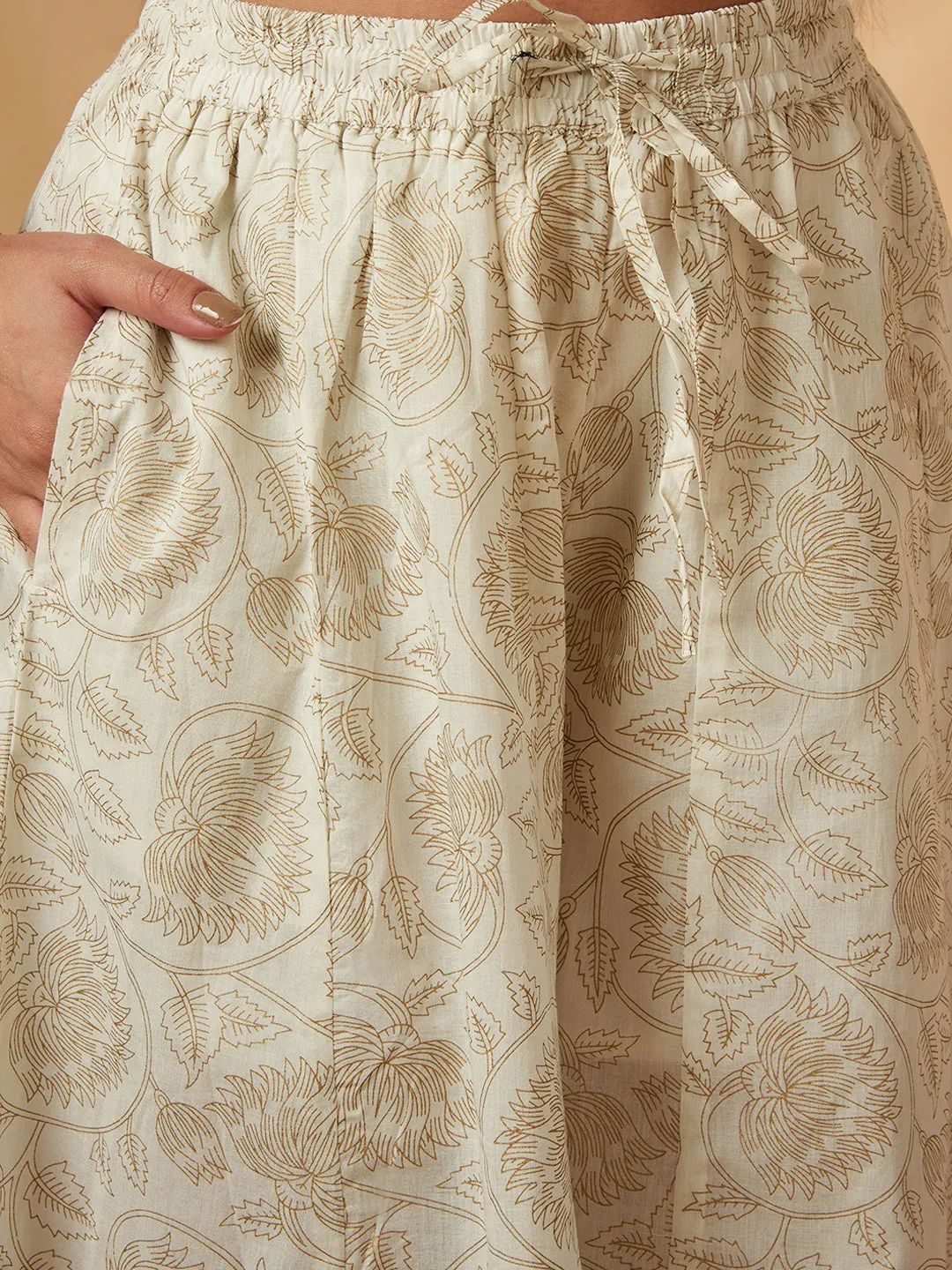 Embroidered Off-White Kurta Set
