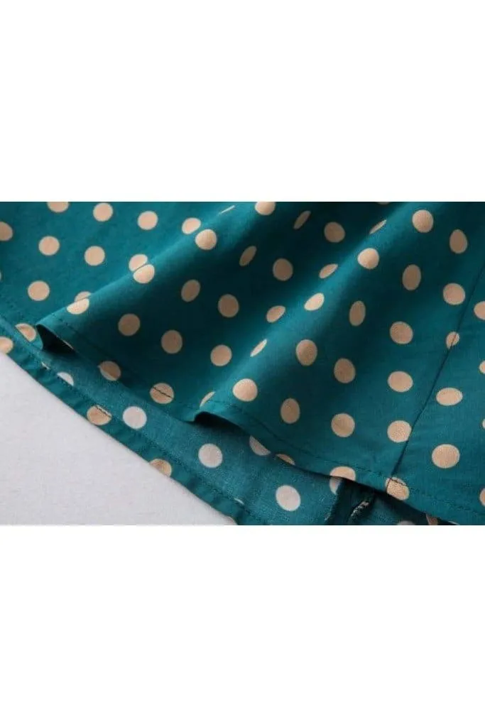 Emerald Green & Beige Polka Dot Sweet Heart Dress