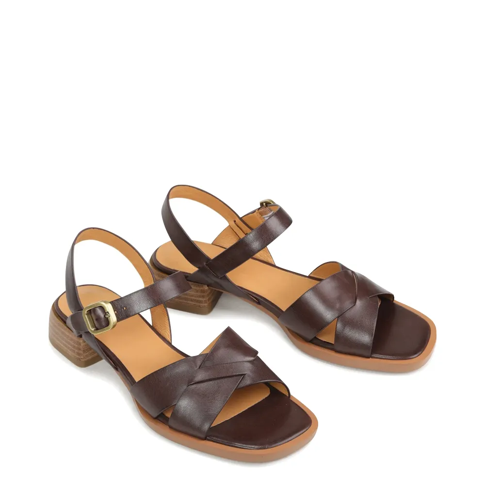EOS Women's Tega Heeled Sandal in Chestnut