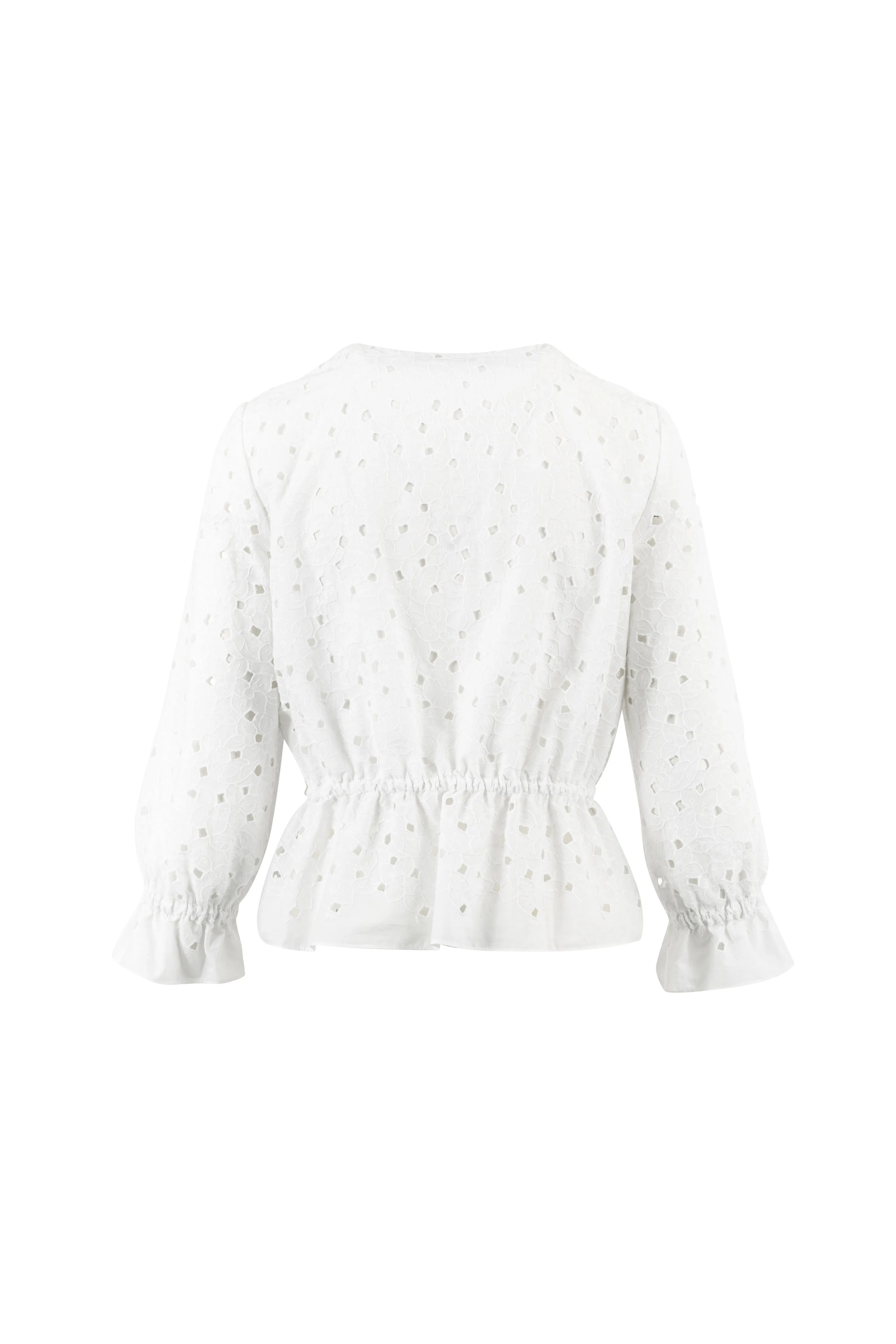 EPIGAEA WHITE FLORAL BRODERIE ANGLAISE COTTON-POPLIN PEPLUM BLOUSE