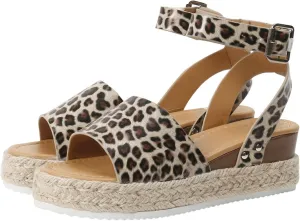 Espadrilles Flatform Wedge Sandal for Women Dressy,Casual Open Toe Buckle Ankle Strap Comfortable Arch Support Platform Wedge Sandals Summer Beach Shoes
