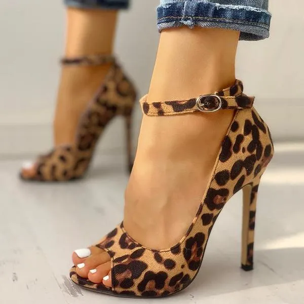 Ethnic Print Ankle Strap High Heels