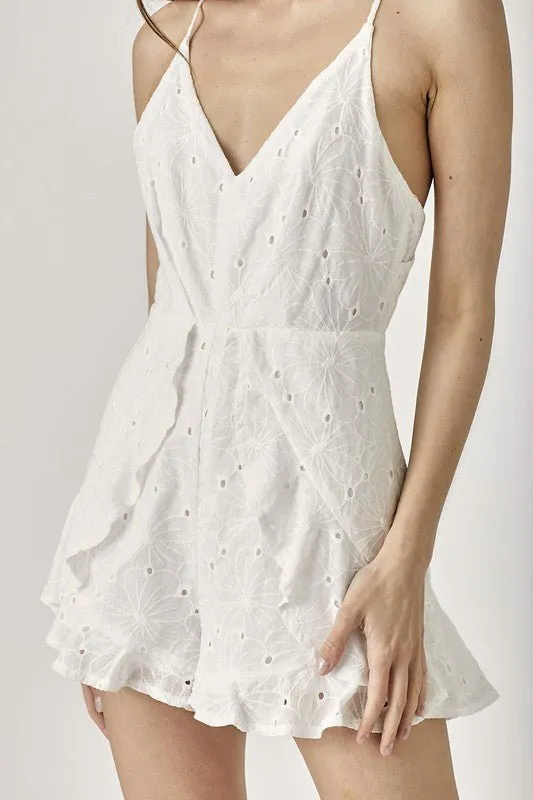 Eyelet Embroidery Cami Romper