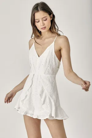 Eyelet Embroidery Cami Romper